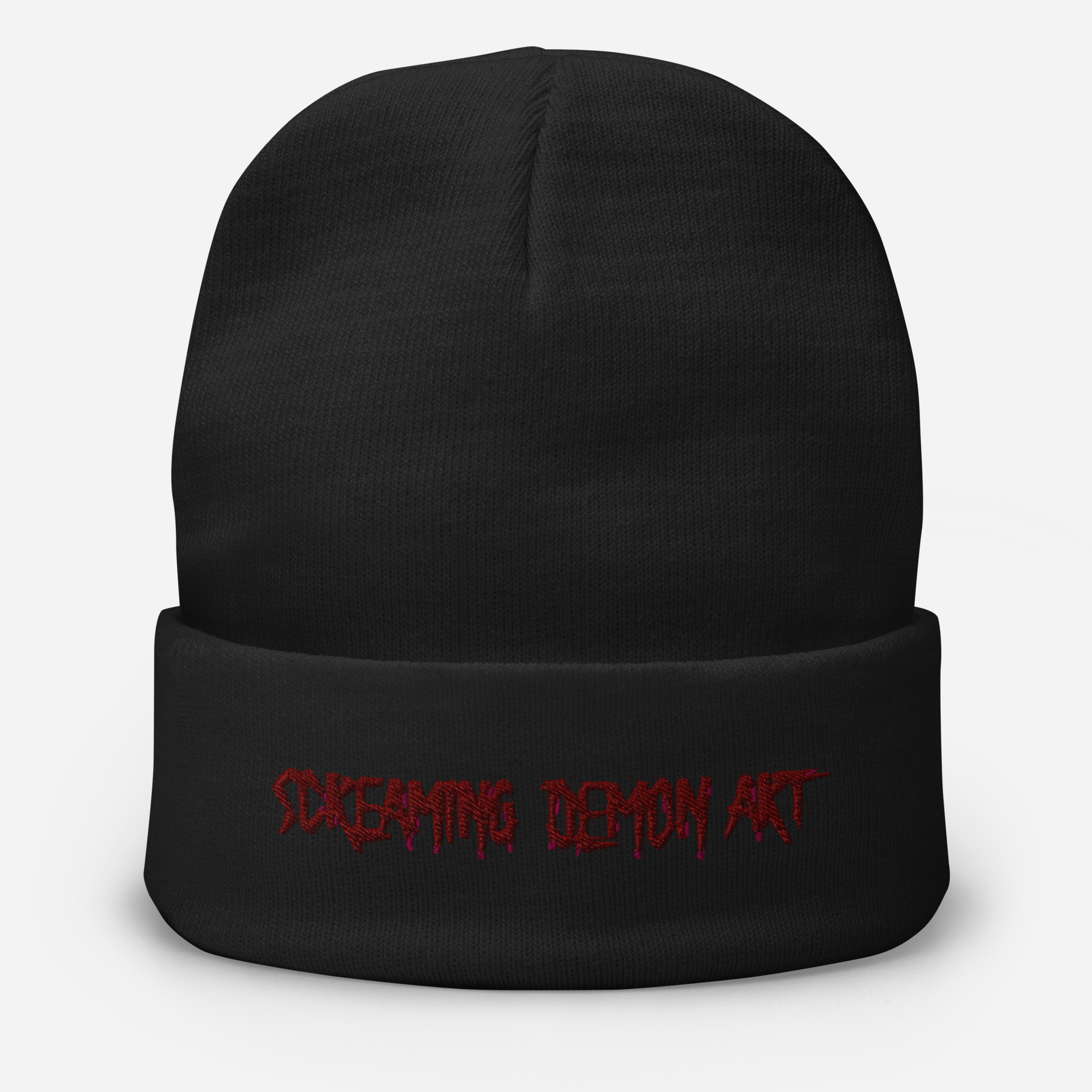 Embroidered Beanie – Screaming Demon Art